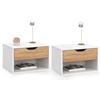 IDMarket - Set di 2 comodini a Parete a 1 cassetto Cathy con nicchia in faggio Bianco