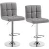 WOLTU Coppia Sgabelli Bar, con Schienale, Regolabile, Lino, Grigio Chiaro | Sedia Alta Cucina, con Poggiapiedi, Moderni Design Sgabello, Altezza Regolabile, Girevole, per penisola cucina Bancone
