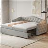 Dolamaní Divano letto 90/180x200 cm per adulti 2 persone, letto estraibile della stessa altezza, letto multifunzionale in tessuto di lino delicato sulla pelle (Grigio B