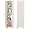 COSTWAY Mobile Bagno Salvaspazio con Ante e 4 Ripiani, Bianco | Mobile a Colonna in Legno Alto e Strtto per Soggiorno, Cucina e Ingresso, 43 x 39,5 x 183 cm