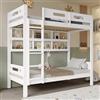 Azkoeesy Letto a castello con libreria per ragazzi e adulti, colore bianco, 90x200 cm - con sponda e doghe - legno di pino - portata massima 120 kg