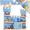 tectake® Scaffale Libreria per Fino a 16 Tonie, Scaffale in Legno Massiccio, Design a Castello, Libreria da Parete con Ripiani Magnetici, Piedistallo per Toniebox, Protezione Bambini - Blu