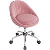 WOLTU Sedia da Scrivania per Casa Regolabile in Altezza con Rotelle, Sedia Trucco Girevole Ergonomica, Ufficio, Camera da Letto, Studio, Velluto, Rosa, BS167rs