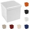 Tata Home Pouf Puff Contenitore Scatola Cubo Poggiapiedi Sgabello in Ecopelle Similpelle Misura 38 x 38 x 38 cm Colore Bianco