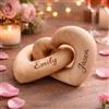 fdemon Cuori Intrecciati Personalizzati in Legno d'ulivo - con Nomi E Date - Ricordo di Nozze, Regali Romantici per Coppia/Moglie/Sposa/San Valentino