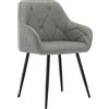 WOLTU Sedia per Sala da Pranzo con Braccioli e Schienale, in PU Vintage, Poltrona da Salotto con Gambe in Metallo, Sedia ergonomica per Ufficio,Grigio Scuro,