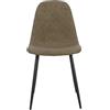 Cribel Sedia Set of 4 NEW LENA Tessuto Fango/Gambe Nere | Set 4 Sedie da Pranzo in Tessuto Morbido con Motivo a Rombi | Design Moderno ed Elegante per Cucina e Soggiorno