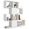 Bricozone Libreria Moderna Asimmetrica Bifacciale Con Vani Aperti E Chiusi Struttura Autoportante Design Geometrico Ideale Come Divisorio Per Soggiorno Studio O Open Space (Bianco)