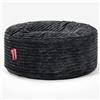 Lounge Pug Pouf Rotondo Velluto a Coste 65 cm Grande, Nero, Poggiapiedi o Seduta Aggiuntiva