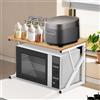 HUOLE Scaffale Cucina Salvaspazio, Espandibile Mensola Microonde, Mobile Cucina Salvaspazio Scaffale a 2 Livelli, adatto per Forni a Microonde, Utensili da Cucina -54 * 35 * 34,5 cm-giallo noce