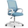 Cribel CINDY Sedia da Cameretta Blu Ergonomica con Schienale in Rete Traspirante, Seduta Imbottita, Braccioli Integrati e Ruote 57.5x61.2x89-98 cm