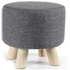 MECSAL CASALINGHI Pouf Sgabello Rotondo Tondo, Gambe in Legno, Morbido, Imbottito, Decorativo,Velluto,Tessuto,Poggiapiedi (tessuto, grigio scuro)