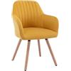 Vente-unique - Sedia con braccioli Tessuto e Metallo effetto legno Giallo - ELEANA