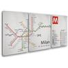 Giallobus - Quadri Grande Formato XXL - 7 - Città - Milano Metro - Tela Canvas - 218x100cm | 3pcs. x 70x100cm - Pronto da Appendere - Quadri Moderni per la casa