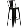 CLP Sgabello da Bar con Schienale in Stile Industriale Mason, con Schienale e Poggiapiedi, Sgabello da Bar con Schienale, Colore:nero