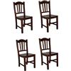 SISA srl Sedie Cucina Set Da 4, Sedie Sala Da Pranzo Legno, Sedie Cucina Legno, Arredamento Casa, Modello Silvana, Colore Noce, 45x43x95 cm, Sedie Legno Massello, Made in Italy
