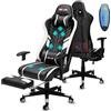 Douxlife Sedia da Gaming con Massaggio a 7 Punti, Sedia da Ufficio Ergonomica Schienale Regolabile 90-175°, Bracciolo 2D Regolabile, Poltrona da Gaming per Adulti, Portata 150-180 kg, Nero Bianco