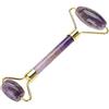 Sonew Jade Roller Massaggiatore Viso Antietà Rullo Massaggiatore Ametista a Doppia Testa Promuove L'assorbimento dei Nutrienti per Una Pelle Liscia