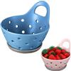 GYJZZW Cesto per frutti di bosco in ceramica con manici ciotole per frutta per lavare bacche e verdure (blu)