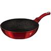 BerlingerHaus BERLINGER HAUS - Wok 30 cm, 3 strati di granit-marmo, manico ergonomico morbido al tatto con protezione gratuita, linea metallica, edizione bordeaux