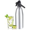 Zerodis 1L Bottiglia per Sifone di Soda Alluminio Professionale Seltzer Gassato Bottiglia D'acqua Water Maker con Regolatore di Pressione per Succo Bevande Cocktail, Rendere l'acqua Frizzante (Argento)