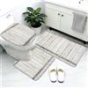 RWMMLA Tappeti Bagno 3 Pezzi Grigio Bianco Set Tappetini Bagno Antiscivolo Giro Water O Bidet Un Tappeto Rettangolare Tappeto A Forma Di U E Coperchio Del Wc Lavabile 40X60Cm