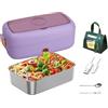 MeLtor Scaldavivande Adatto per Portatili Da 110 V/12 V/24 V, Scaldavivande Elettrico Isolamento Termico Di Lunga Durata Alimentato Tramite USB, Portavivande Termico,Purple