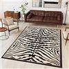 TAPISO Atlas Tappeto Salotto Moderno Pelo Corto Design Astratto Motivo Animalier Manto Zebra Animale Pelle Tonalità Nero Crema Oeko-Tex Soggiorno Sala Camera Ufficio 70 x 130 cm