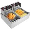 DAOHHFO Friggitrice elettrica commerciale (6L+6L), friggitrice elettrica in acciaio inox con due serbatoi, cestello rimovibile e coperchio, doppia friggitrice per cucina ristorante, 2500W+2500W