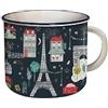 KIUB - Tazza Paris Tour Eiffel - Motivo tutti i simboli di Parigi e Francia - vista notturna - materiale porcellana fine - capacità 420 ml