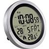 WheatThrive Orologio da parete elettronico multifunzionale con visualizzazione di ora, data, giorno, temperatura, impermeabile IP4, alimentato a batteria, adatto per bagno, cucina e camera da letto