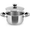 Inoxpran Casseruola Classic in Acciaio Inox, 2 Manici, 22x11cm, Con Coperchio