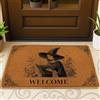 Generic Zerbino a forma di strega, per Halloween, stile vintage, con fiori, colore marrone, lavabile, a basso profilo, per pavimento, decorazione per la casa, ingresso, portico esterno, balcone, 73 x 43 cm
