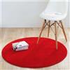 Reyox Tappeto Rotondo Tinta Unita Soffice Pelo Corto, Tappetino Antiscivolo Assorbenti per Bagno Salotto Camera da Letto Rosso 160 cm