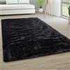 Paco Home Tappeto Salotto Pelo Lungo Soggiorno Pelliccia Finta Shaggy Morbido Monocolore, Dimensione:80x150 cm, Colore:Nero
