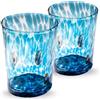 Gocce di Murano 2 Bicchieri Acqua Lavorati Secondo la Tradizione degli Artigiani di Murano, Bicchiere Soffiato e Lavorato a Mano 300 ml - Bicchieri Acqua Vetro Arcobaleno Pioggia