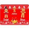 Colorfamily Tappeto Zerbino Natale personalizzato con nome Famiglia 1 figlio Fantasia Natalizia Omini Ingresso Casa Regalo Natale 60x40 cm