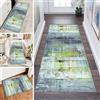 LUMIPAP Tappeto a passatoia per cucina e corridoio, antiscivolo, lavabile, per corridoio, lavanderia, 40 x 100 cm, motivo: inchiostro verde blu