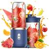 TEK ONE Tecnologia Mini Frullatore Elettrico Ricaricabile USB - 6 Lame in Acciaio, 400ml, 40W, Portatile per Frullati e Smoothie, Batteria 1500mAh, Blu