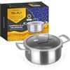 KASANOVA Casseruola 18 cm con coperchio a 3 strati Tri - ply grigio Cottura