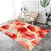 Generico Rosso Tappeto 40x60 cm Stile Vintage Acquerello Papaveri, Lavabile in Lavatrice Antiscivolo Decorativo Tappeto - per Camera da Letto Soggiorno Cucina Ingresso o Sala da Pranzo