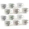 MA MAISON Set 6/12 Tazzine da Caffè - con Scritte Time For Coffe, Colori Pastello, 80 cc / 90 cc, Ideali per Espresso, Idea Regalo, Assortito (12, Pastello Croci Time For Coffe)