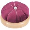 QUARKZMAN Base in Legno Puntaspilli Cuscino Stile Giapponese Carino Porta Aghi Puntaspilli Rotondi per Cucire Quilting Ricamo Artigianato Fai da Te, Rosso Scuro