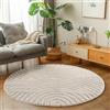 Carpetsale24 Tappeto Rotondo 80 cm Crema Pelo Alto Design Scandi Boho Effetto Alto-Basso Morbido Shaggy Pelo Lungo Soffice Robusto Facile da Pulire Moderno per Tavolino
