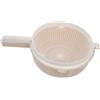 Alipis Scolapasta Cesto Scolaverdure da Cucina a Doppio Strato in Plastica Beige Manico per Lavaggio e Asciugatura Multifunzionale di Frutta e Verdura