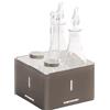 LINEE Recanati MEDITERRANEA Menage - Set Condimenti Porta Olio Aceto Sale Pepe in PMMA e Vetro 17x17x23 cm - Design Decorativo da Tavola - Made in Italy (Sabbia Trasparente/Bianco)