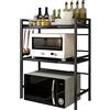HUOLE Mensola Microonde Allungabile Griglia per Forno a Microonde Rastrelliera per Forno a Microonde a 2 Ripiani con Ganci Scaffale Salvaspazio de Cucina (40/64 * 36,5 * 78 cm (nero))