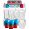 G.M. DISTRIBUZIONE 1000 Bicchieri Granita in PS da 300ml + 1000 Coperchi A Cupola in PS, Bicchieri e Coperchi Usa e Getta Trasparenti, Bicchiere Monouso Alta Qualità per Bar e Gelaterie.