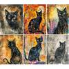 Craft Kreatively Carta di riso con gatto nero, 21 x 26,5 cm (6 fogli) - Carta per decoupage, 6 disegni per collage, tecnica mista, creazione di biglietti e artigianato, decoupage CRAFT KREATIVELY