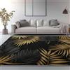 Generic Tappeto Moderno Oro Nero Salotto Sala Camera Letto Moderno Elegante tappeto Foglie Tropicali Foglie Di Palma Corto Stampato Antiscivolo 140x200